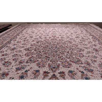 فرش ماشینی زمرد مشهد مدل 55001 زمینه کرم