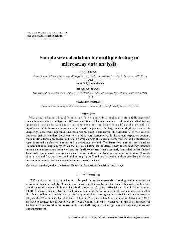 خرید و دانلود نسخه کامل کتاب [Article] Sample size calculation for multiple testing in microarray data analysis