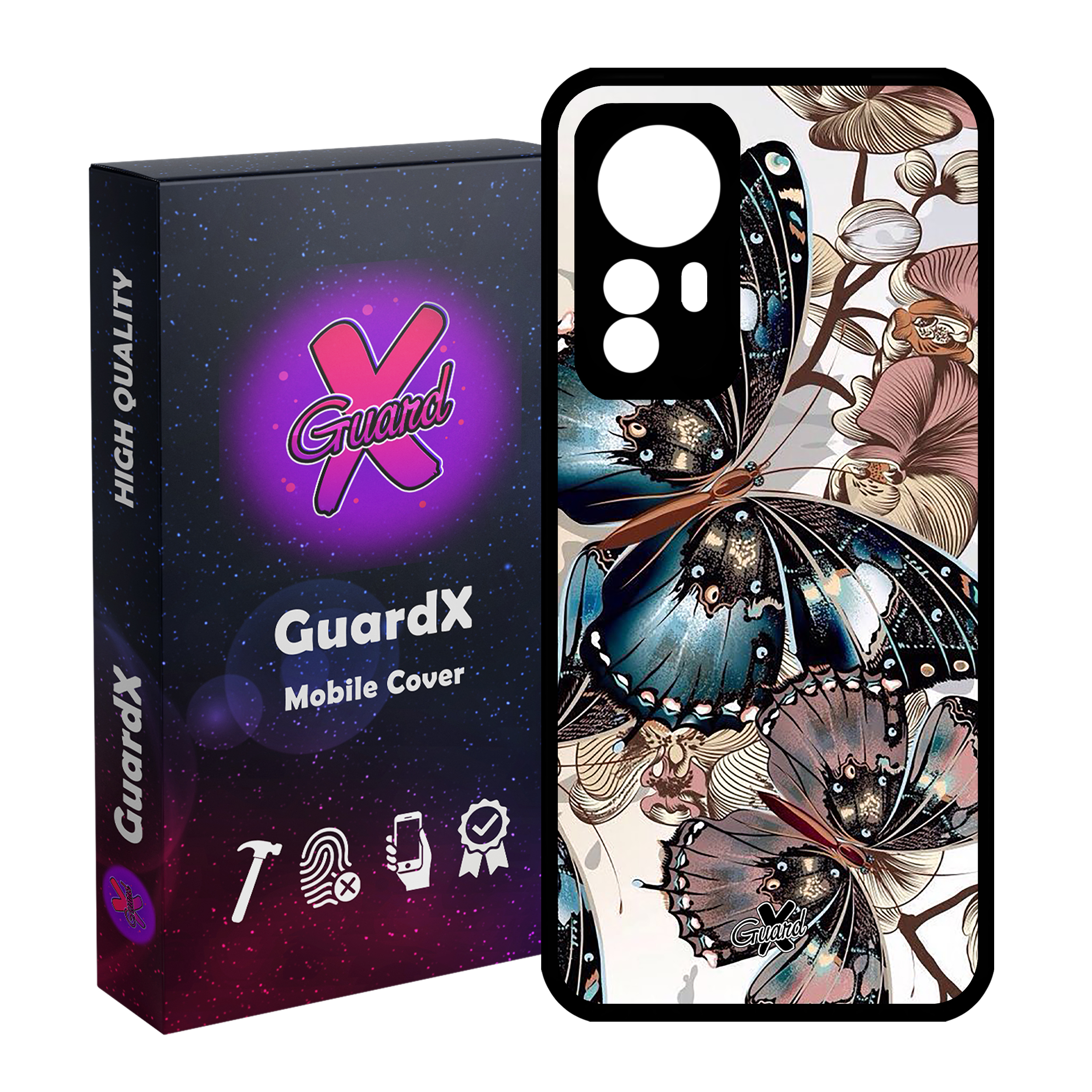 کاور گارد ایکس طرح پروانه مدل Glass10285 مناسب برای گوشی موبایل شیائومی Mi 12 Pro/Mi 12S Pro