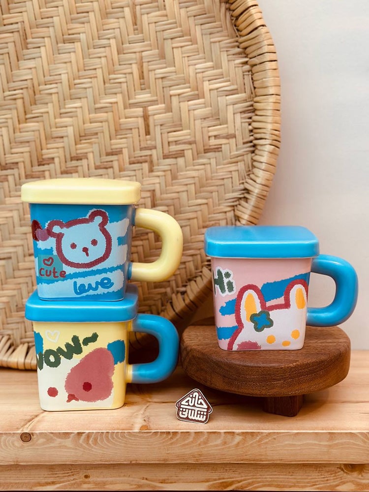 ماگ درب مربعی رنگی رنگی کد001483