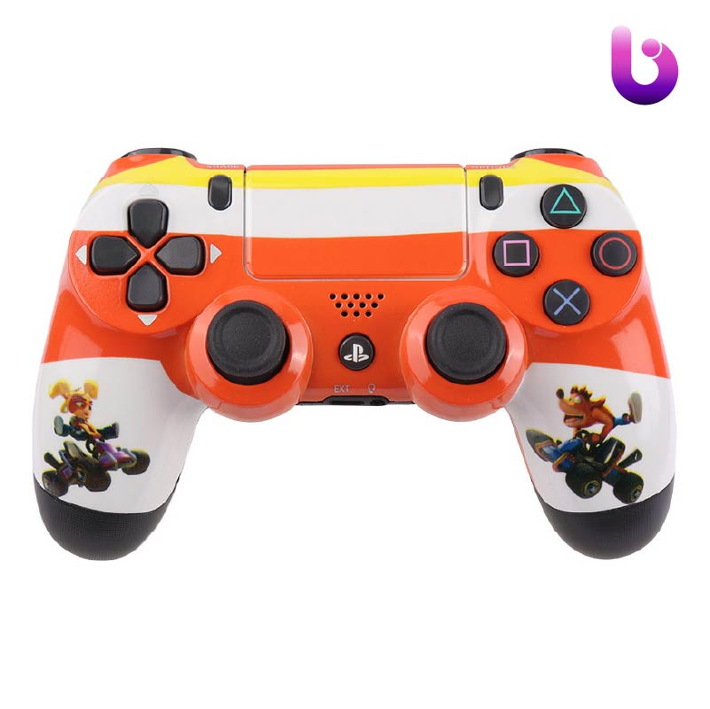 دسته بی سیم SONY PlayStation 4 DualShock 4 High Copy طرح کراش نارنجی سفید