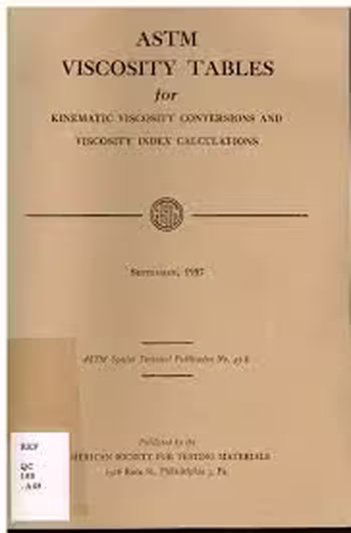 خرید و دانلود نسخه کامل کتاب ASTM viscosity tables for kinematic viscosity conversions and viscosity index calculations