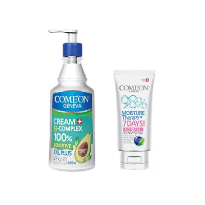 کرم مرطوب کننده کامان مدل Oil Plus B complex حجم400 میلی لیتر به همراه کرم کامان مدلNormal حجم 315 میلی لیتر