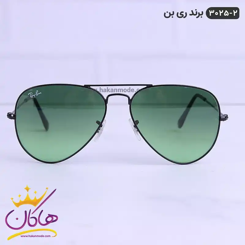 عینک آفتابی ری بن مردانه مدل 3025 خلبانی سبز | Rayban