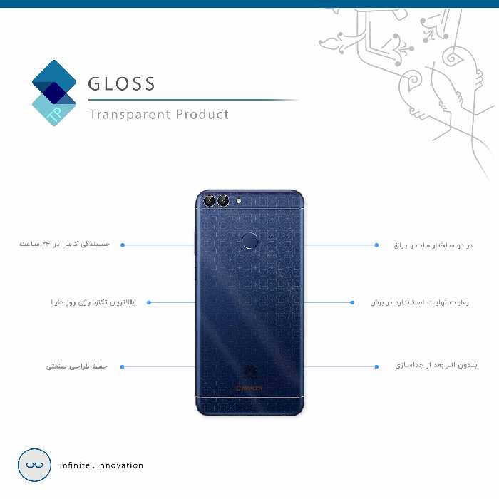 برچسب پوششی ماهوت مدل Gloss Transparent مناسب برای گوشی موبایل هوآوی P Smart