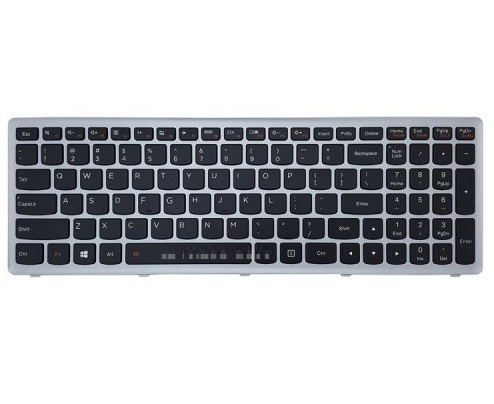 کیبورد لپ تاپ لنوو IdeaPad Z510 مشکی با بک لایت با فریم نقره ای