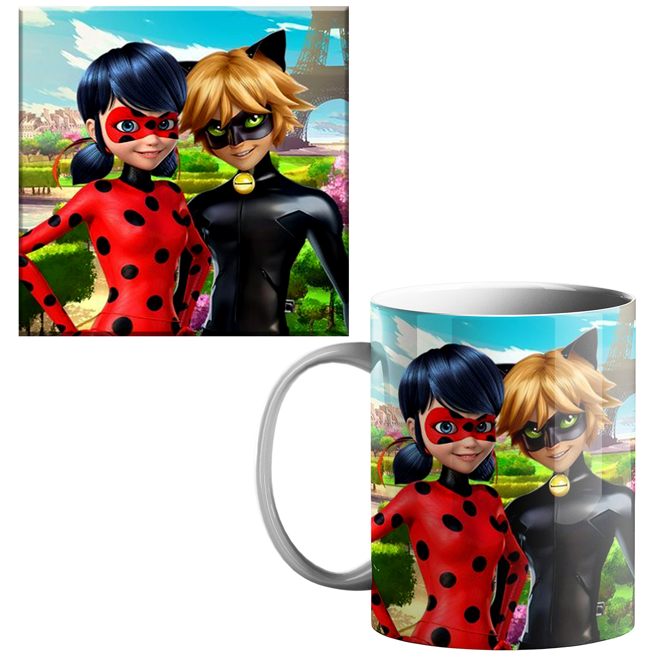 ماگ طرح دختر کفشدوزکی کد 70 به همراه زیر لیوانی 