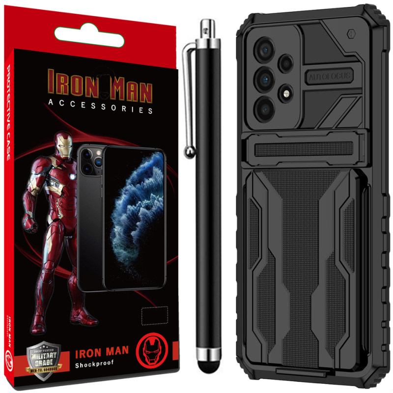 کاور آیرون من مدل AUTO FOCUS V2 مناسب برای گوشی موبایل سامسونگ GALAXY A73 به همراه قلم لمسی