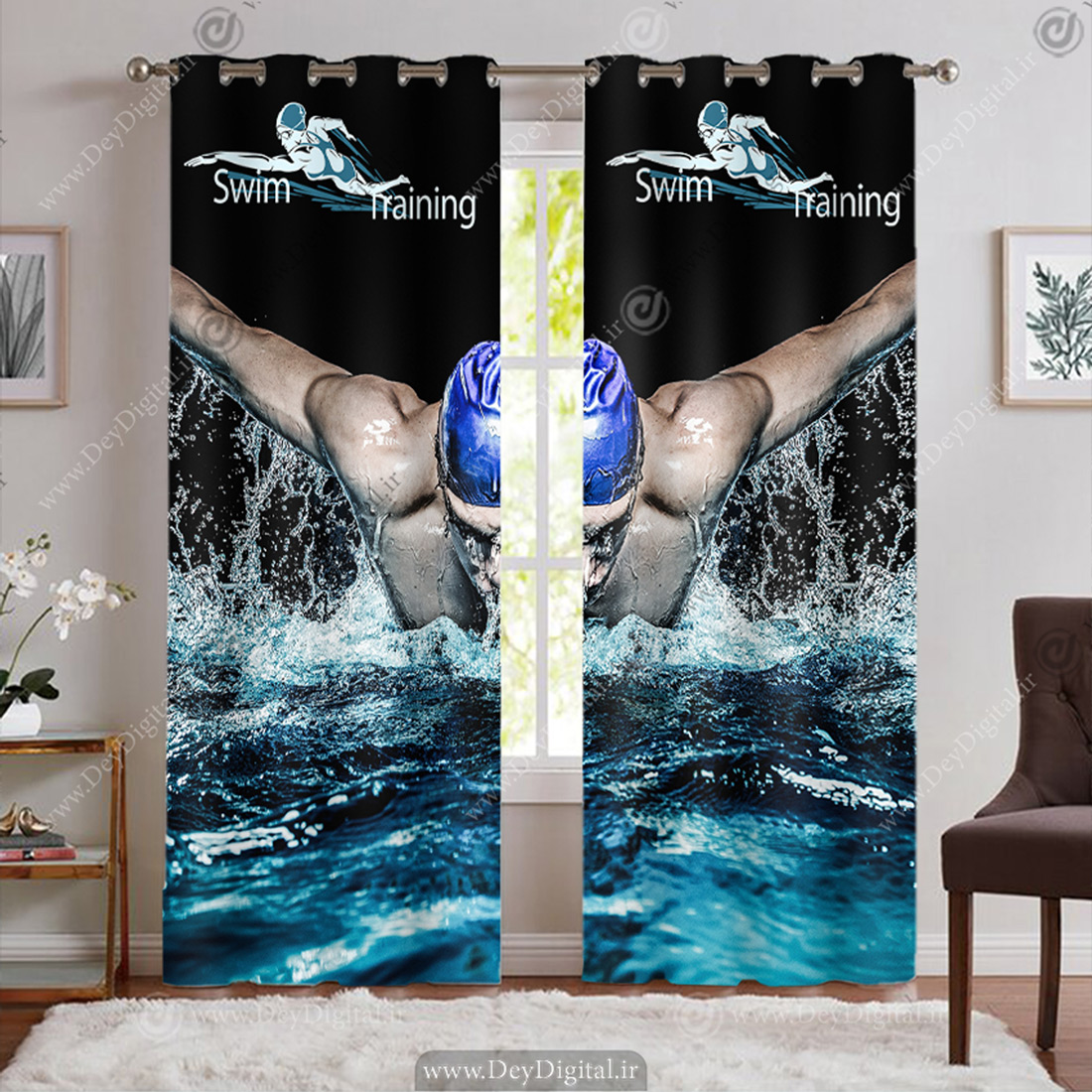 پرده پانچی برای استخر شنا طرح شناگر ماهر BA-7321