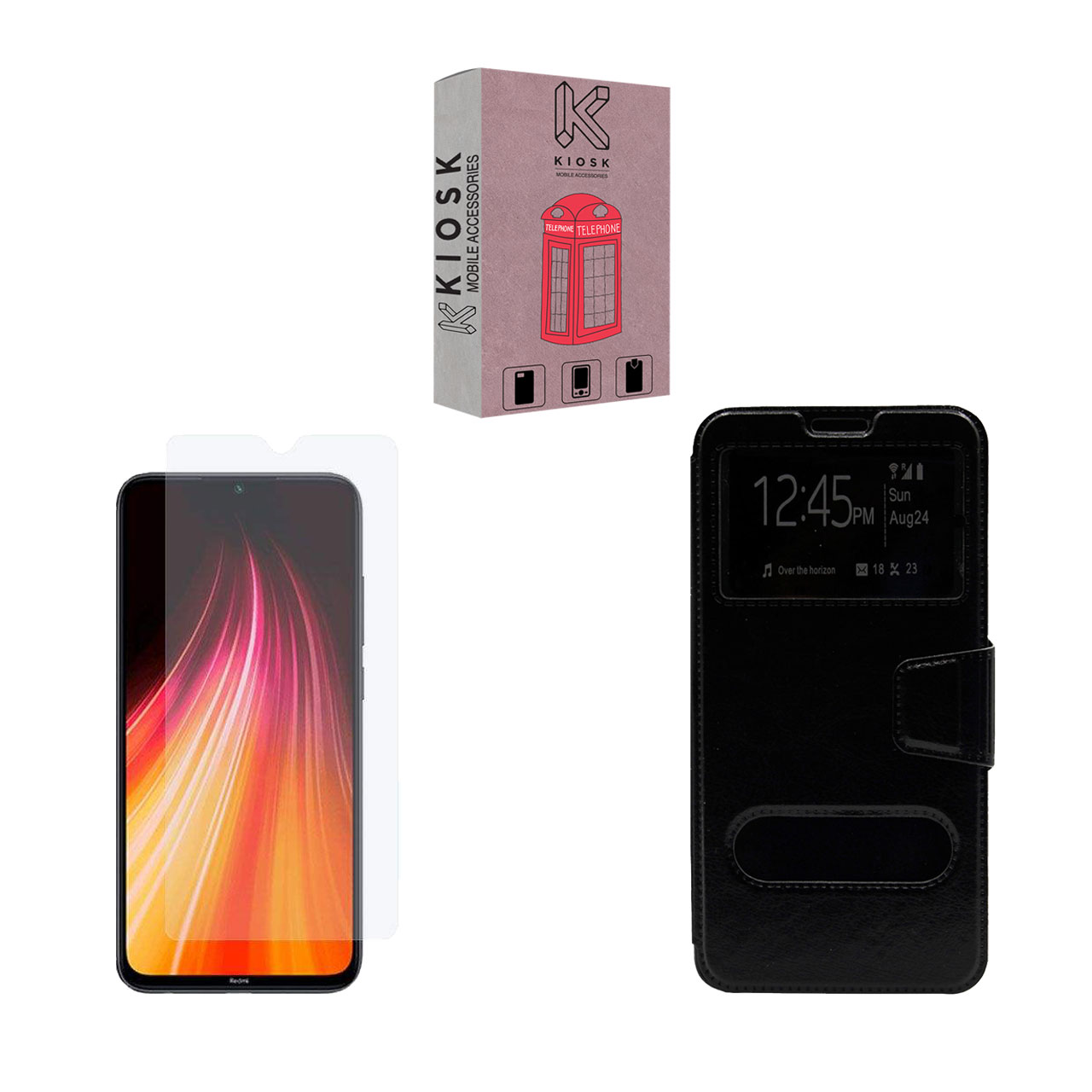  کیف کلاسوری کیوسک مدل KYSH-KGM-1 مناسب برای گوشی موبایل شیائومی Redmi Note 8 به همراه محافظ صفحه نمایش