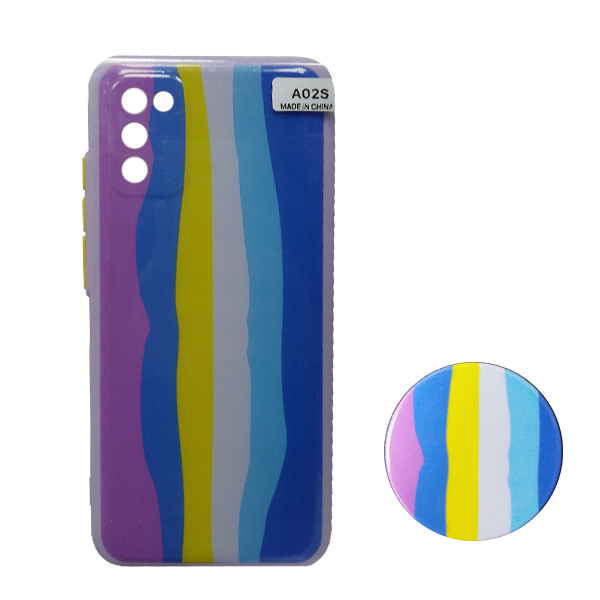 کاور مدل رنگین کمانی کد 231 مناسب برای گوشی موبایل سامسونگ Galaxy A02s به همراه پاپ سوکت