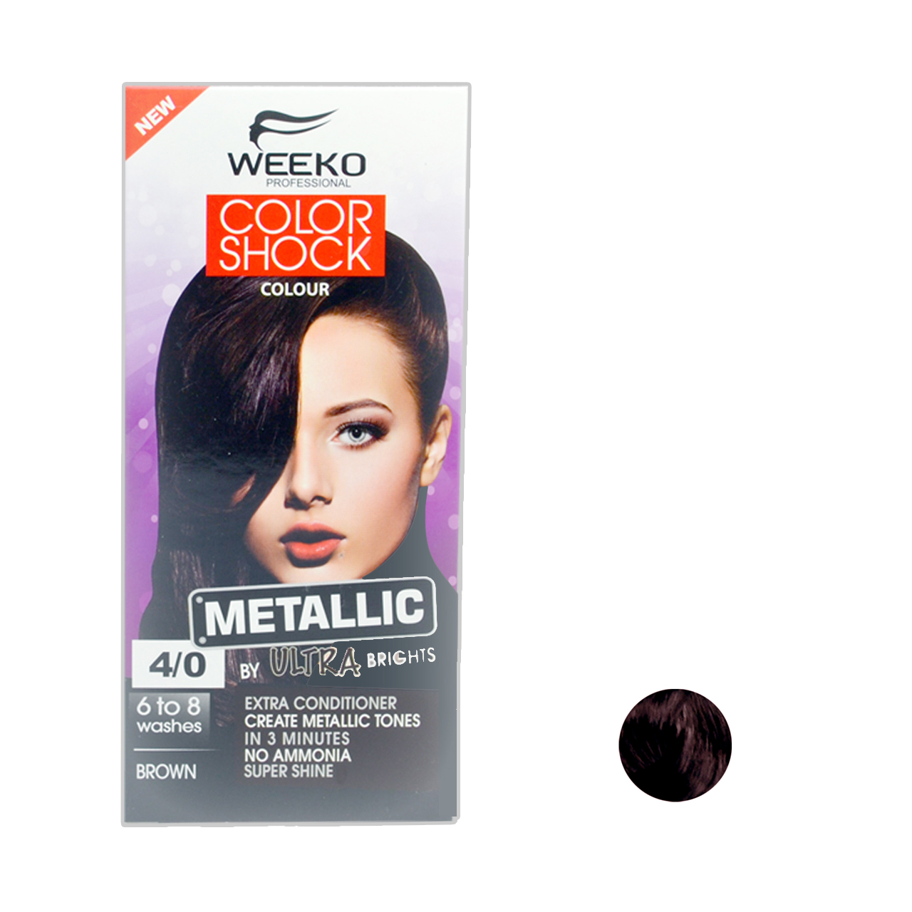 کیت رنگ مو ویکو مدل color shock شماره 4/0 حجم 80 میلی لیتر رنگ قهوه ای