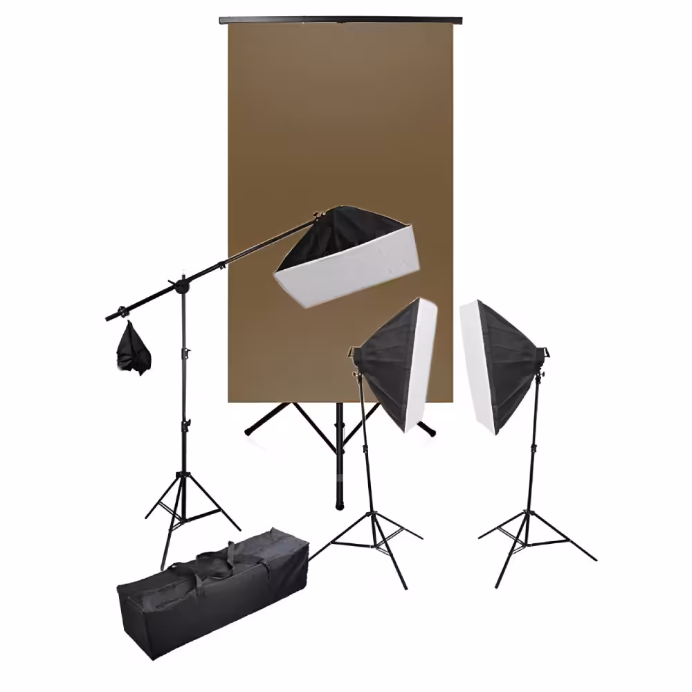 کیت سه شاخه نور 12 لامپ همراه فون بک گراند Continuous Lighting Kit 12 Lamps