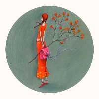 بشقاب دیوارکوب سفالی طرح دختر بهاری کد 14