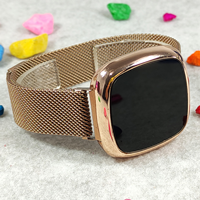 ساعت ال ای دی LED لمسی بند حصیری رنگ رزگلد (ارسال رایگان)