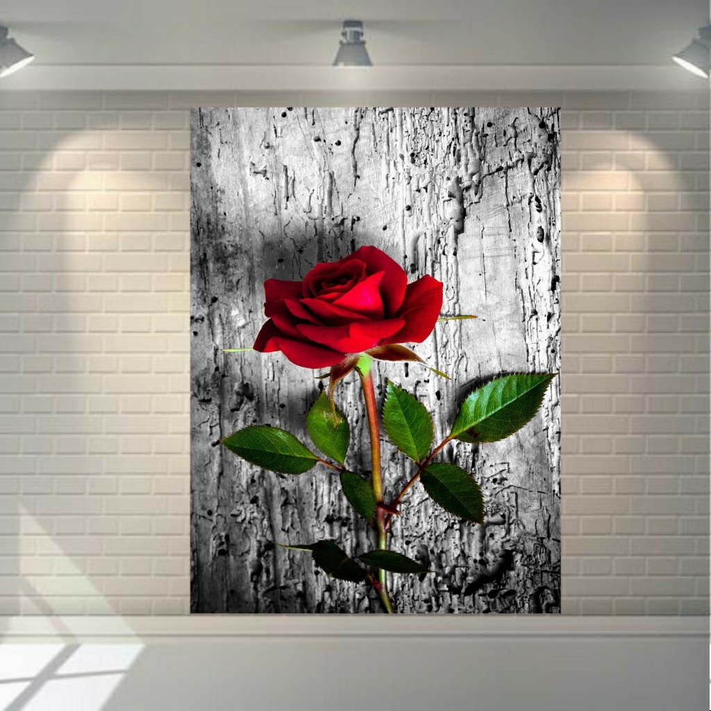 تابلو بوم طرح مدرن گل رز قرمز کد PB342