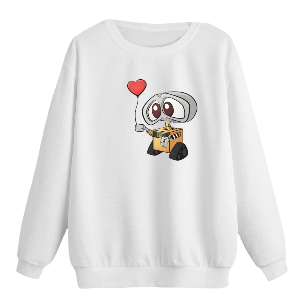 سویشرت زنانه مدل والی و قلب رنگ سفید