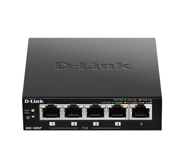 سوئیچ غیر مدیریتی 5 پورت گیگابیت با 4 پورت PoE دی لینک مدل DGS-1005P