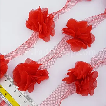 یراق گل حریر قرمز روشن مدل 1