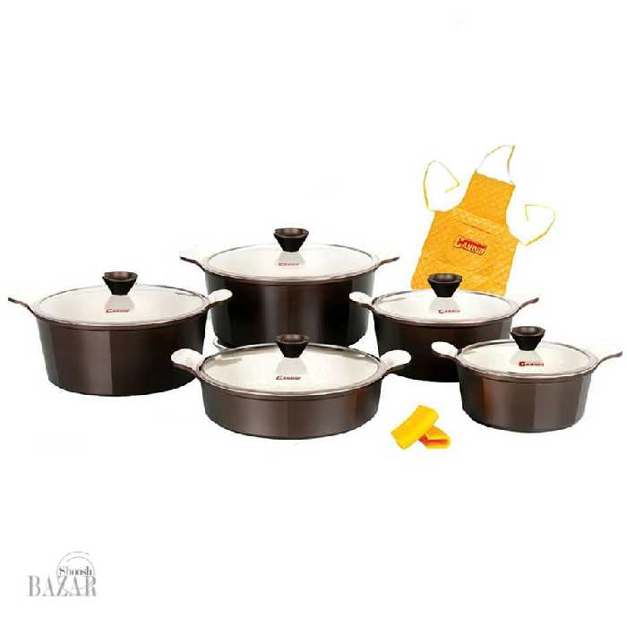 سرویس قابلمه 10 پارچه کاندید مدل اسکار رنگ نسکافه ای