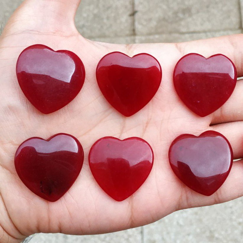 نگین جید قلبی شرابی