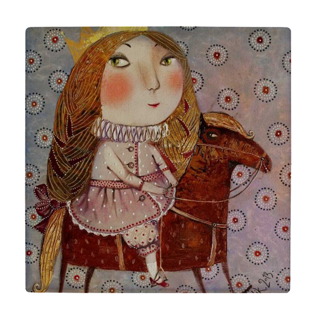 کاشی کارنیلا طرح نقاشی انتزاعی دختر اسب سوار کد wkk1181