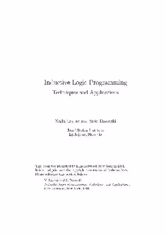 خرید و دانلود نسخه کامل کتاب Inductive logic programming: techniques and applications