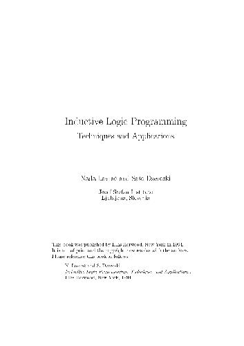 خرید و دانلود نسخه کامل کتاب Inductive logic programming: techniques and applications