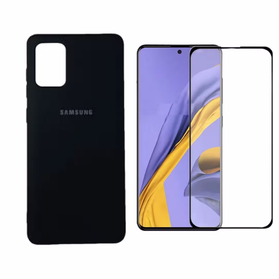 کاور مدل سیلیکونی مناسب برای گوشی موبایل سامسونگ Galaxy A71 به همراه محافظ صفحه نمایش