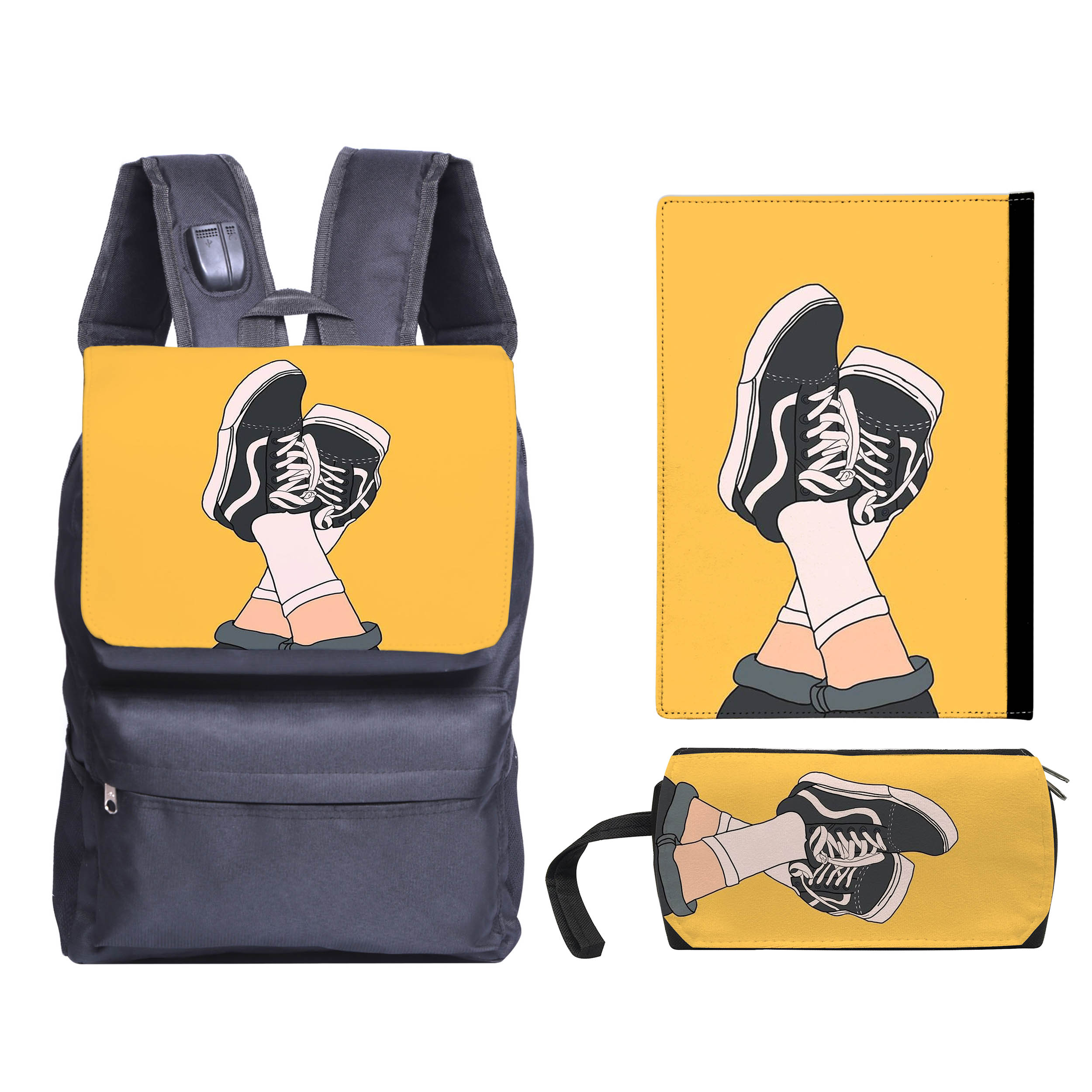 کوله پشتی طرح کفش کد kjk22 به همراه جامدادی و کلاسور