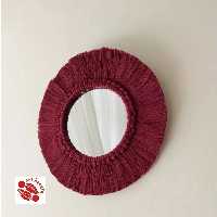 آینه دکوراتیو مکرومه بافی رنگ زرشکی سایز اینه 25 سانتی متر رنگ دلخواه