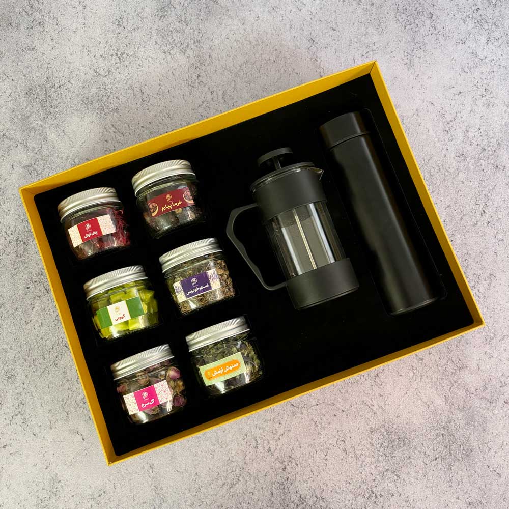 پک هدیه فرنچ پرس،فلاسک و دمنوش شب یلدا