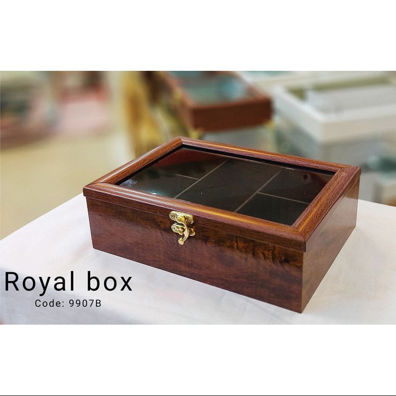 جعبه تی بگ(تی باکس)چوبی 5خانه مستطیل قهوه ای210005