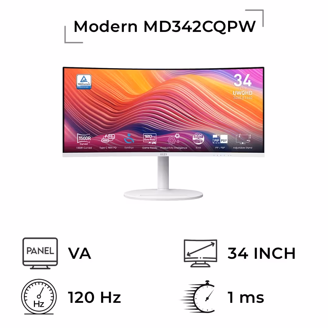 مانیتور ام اس آی مدل Modern MD342CQPW سایز 34 اینچ