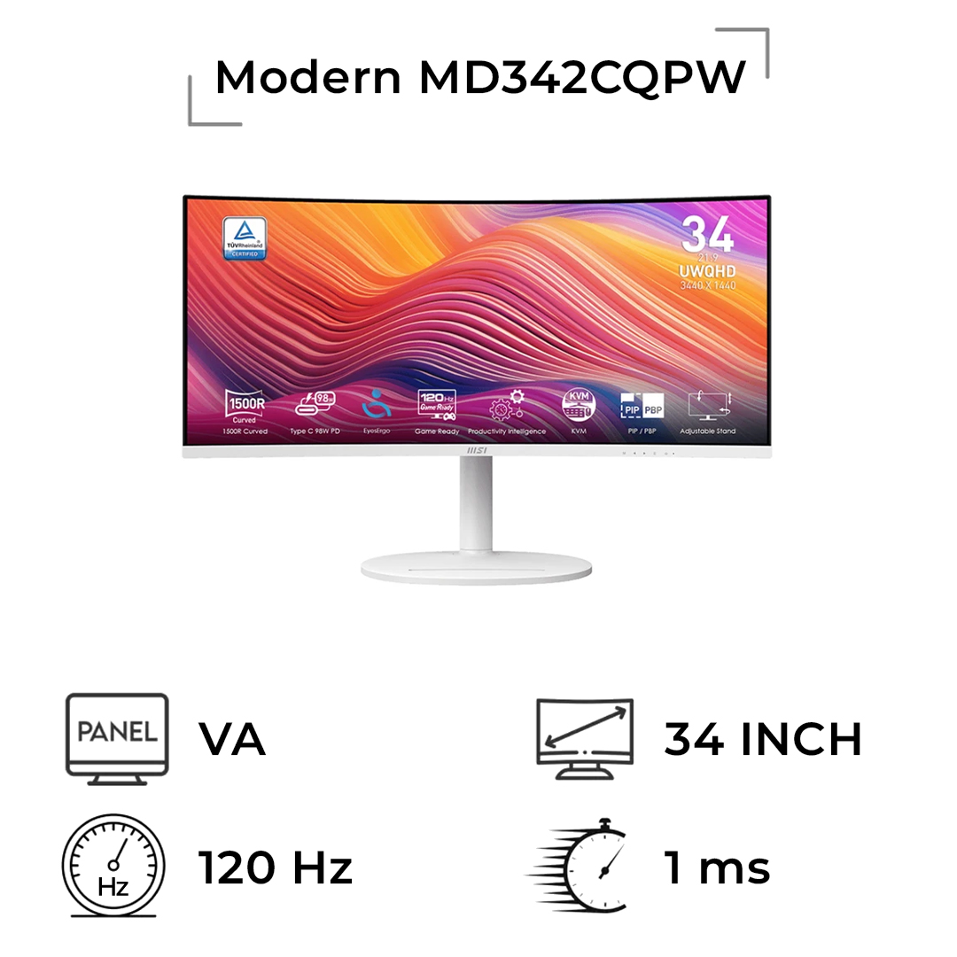 مانیتور ام اس آی مدل Modern MD342CQPW سایز 34 اینچ