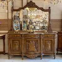 آینه کنسول چوبی کلاسیک منبت قهوه ای سه درب