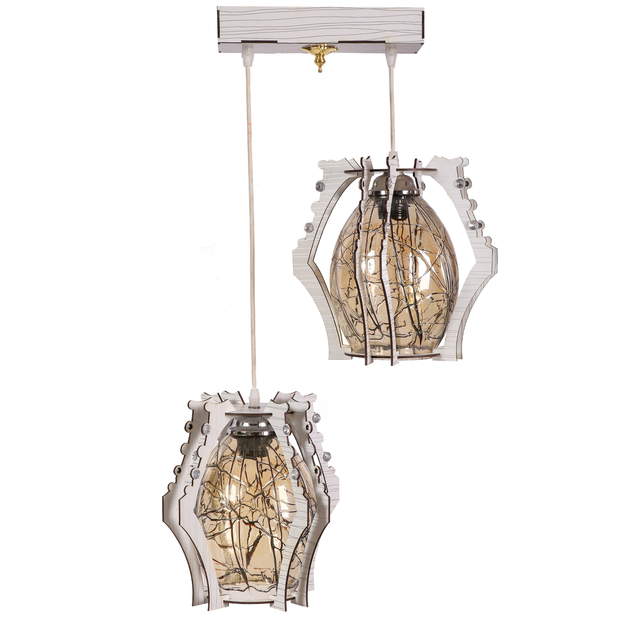 لوستر و چراغ آویز 2 شعله سهیل مدل جیلی