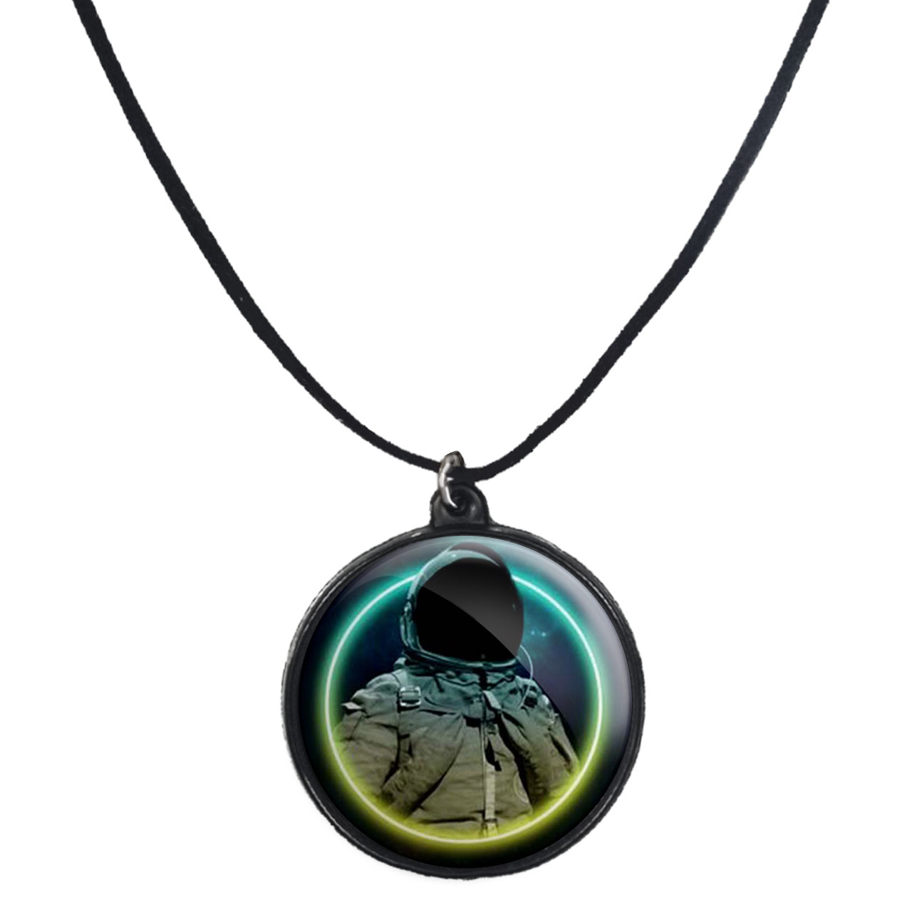 گردنبند پرمانه طرح فضانورد کد pmb.10471 مدل دو طرفه