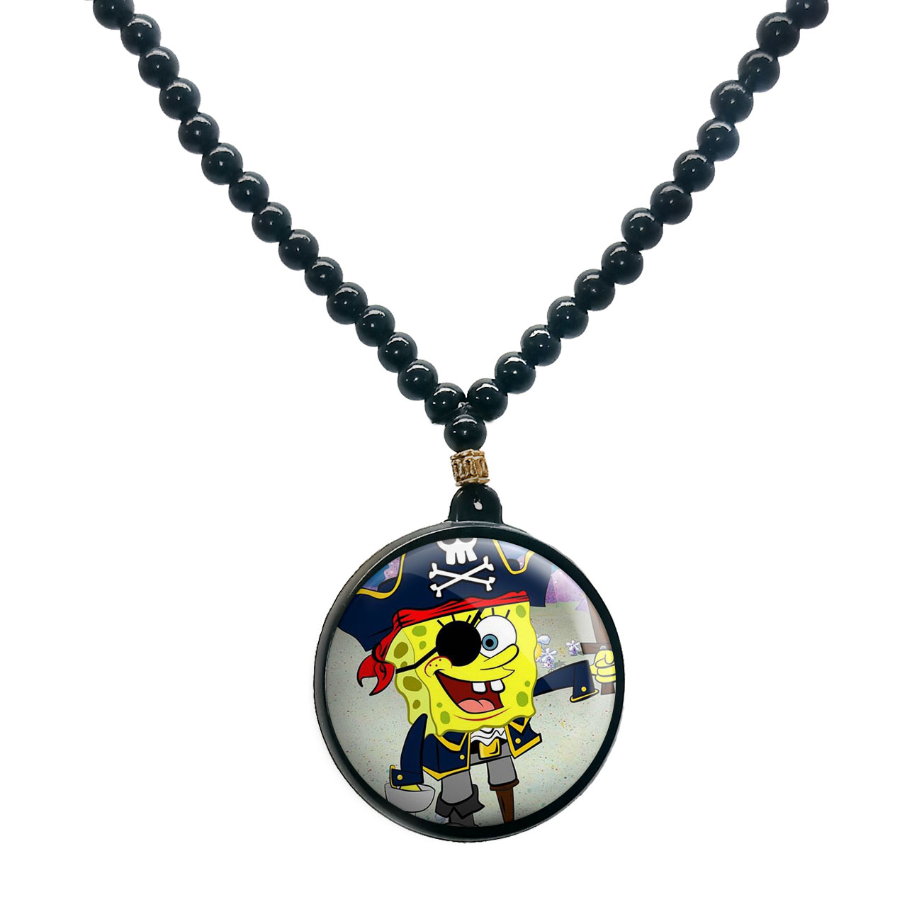 گردنبند پرمانه طرح باب اسفنجی کد pmd.4918 مدل دو طرفه