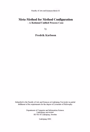 خرید و دانلود نسخه کامل کتاب Meta - method for method configuration : a rational unified process case