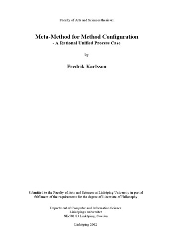 خرید و دانلود نسخه کامل کتاب Meta - method for method configuration : a rational unified process case