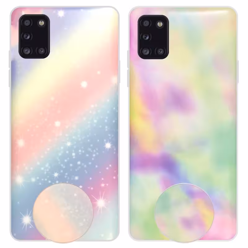 قاب آبرنگی پاپ سوکت دار مناسب برای گوشی Samsung Galaxy A31 مدل طرحدار فانتزی دخترانه و زنانه Rainbow Phone Case