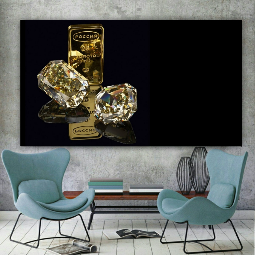 تابلو بوم طرح الماس و شمش طلا مدل SDB2040