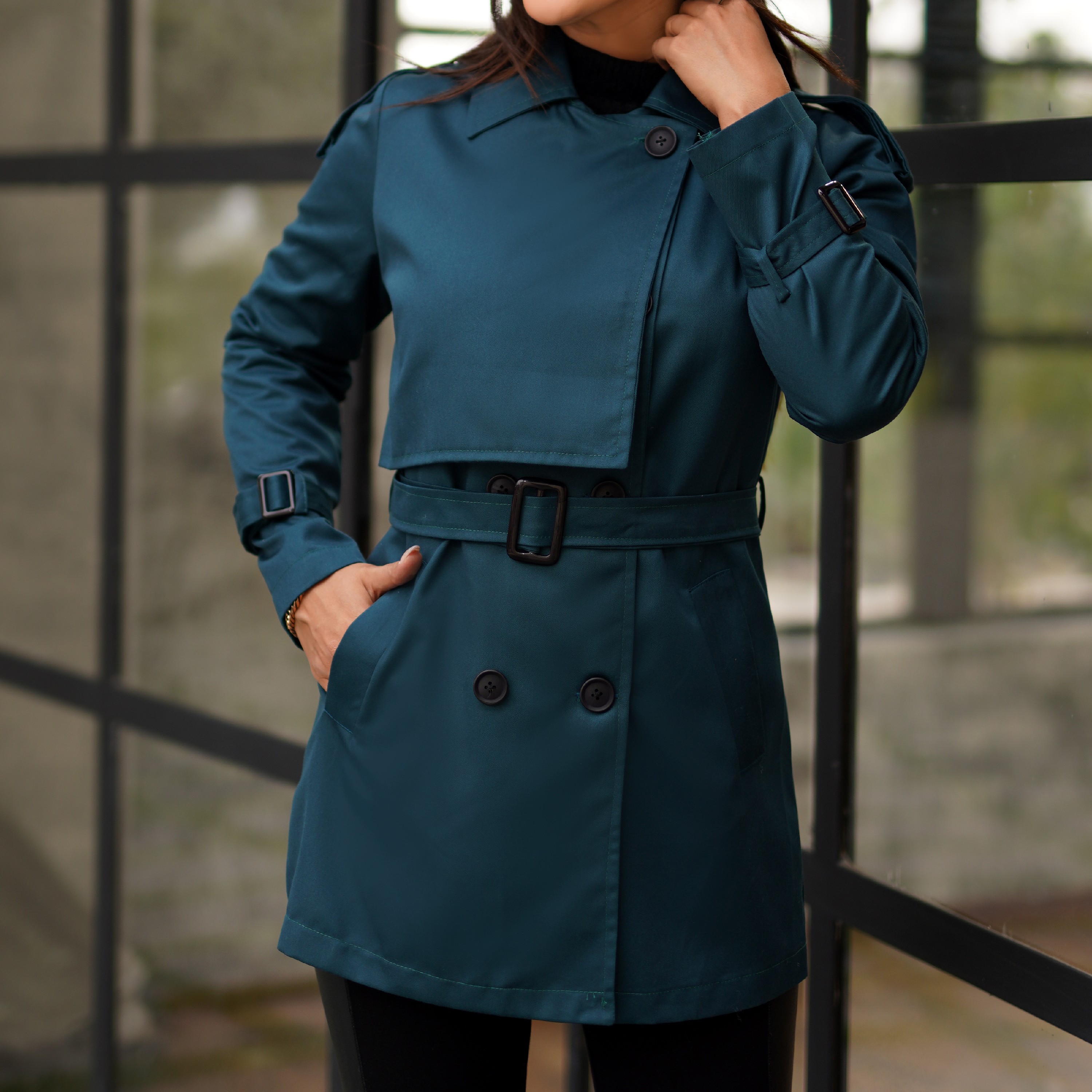 بارانی زنانه کوتاه ژیله دار سایز 36 تا 48