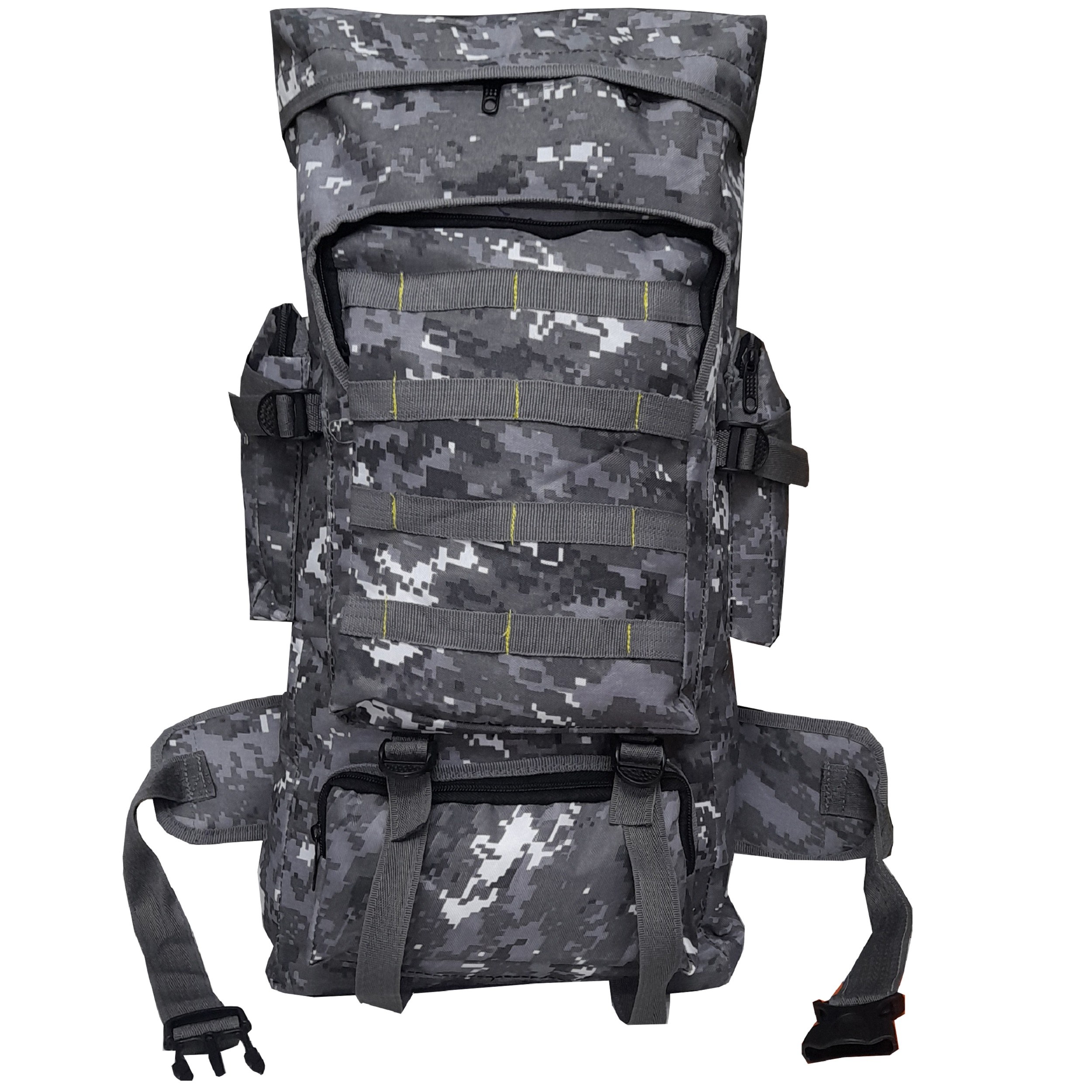 کوله پشتی کوهنوردی و سفری 55 لیتری ارتشی پیکسلی طوسی فیلی 