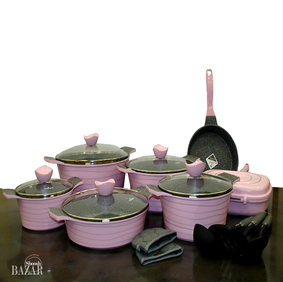 سرویس 16 پارچه یونیک لاین صورتی مدل UN 7726