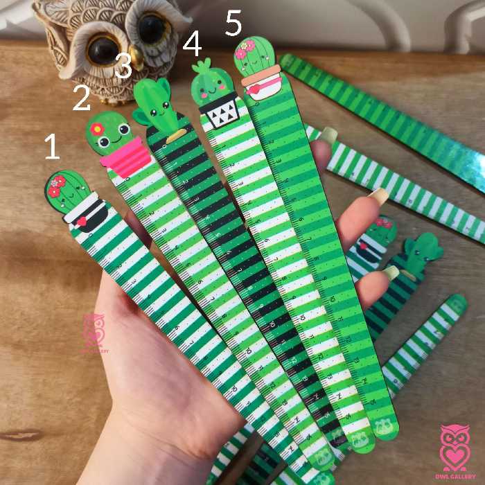 خط کش 15 سانتی چوبی طرح کاکتوس