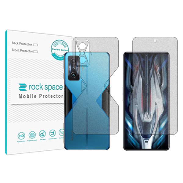 گلس صفحه نمایش و پشت گوشی شیائومی Redmi K50 Gaming مدل نانو هیدروژل مات برند راک اسپیس کدSS