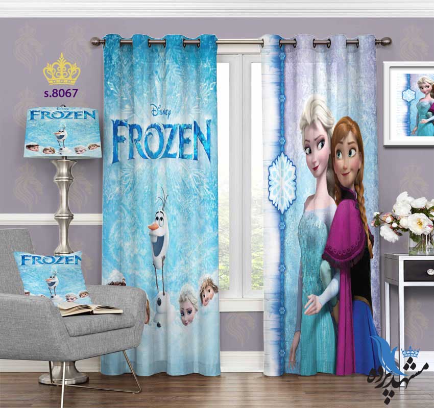 پرده پانچ دخترانه طرح کارتون یخزده کد S8067