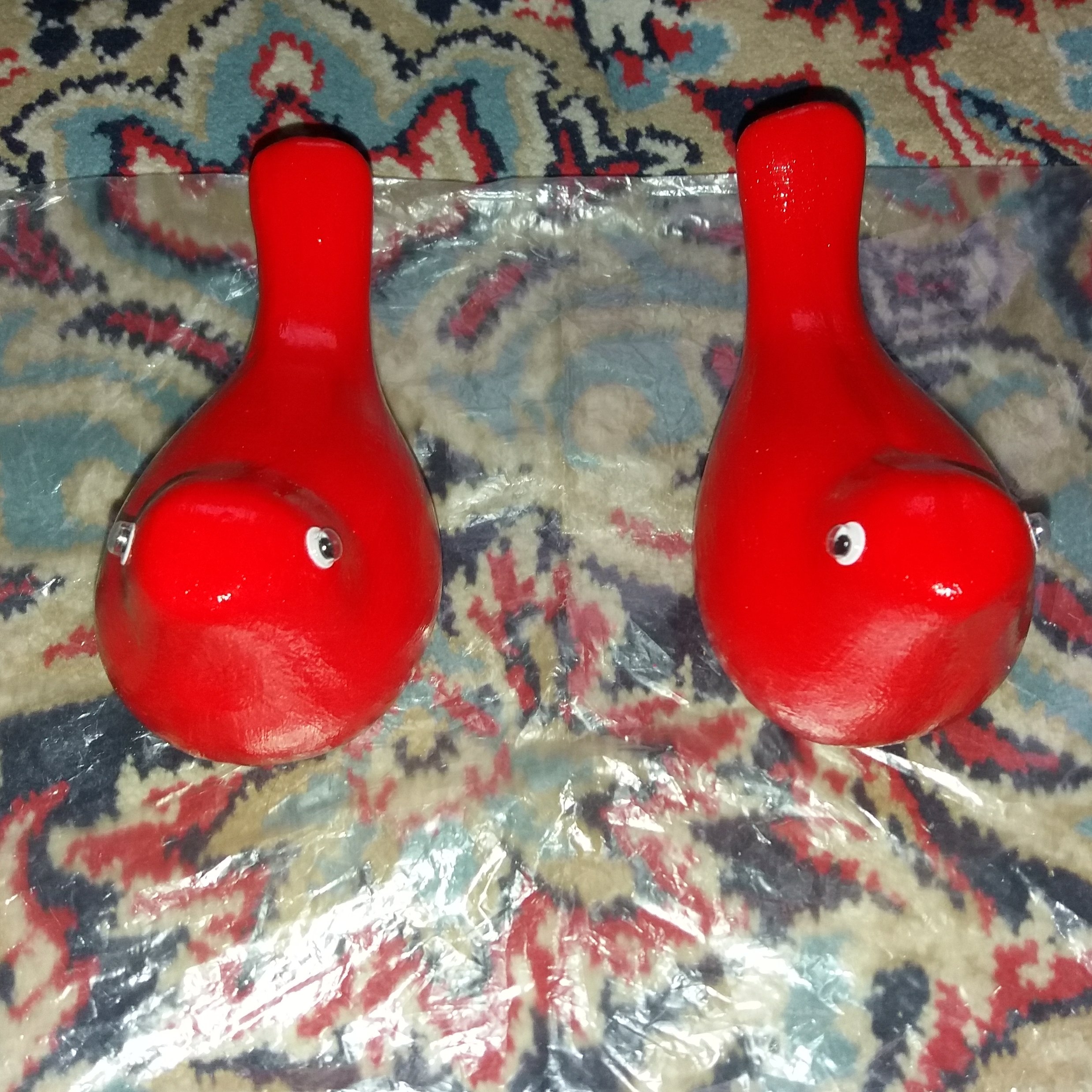 مرغ آمین دوتایی رنگ قرمز  - یلدا -با چشم متحرک